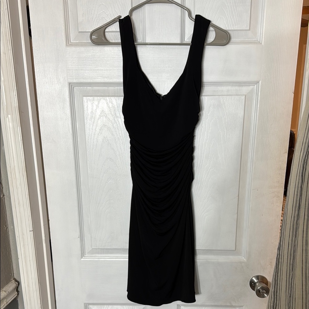Laundry by Shelli Segal Black Ruched V-Neck Sheath Mini Dress